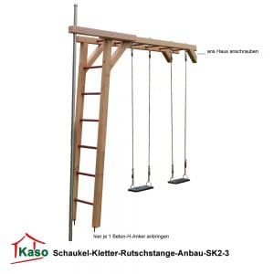Schaukel-Kletter-Rutschstange-SK2-3 aus Holz - zum Anbau an Stelzenhäuser von KASO