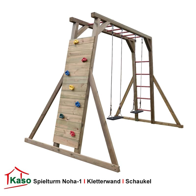 Spielturm-Noha-1-Kletterwand-mit-Schaukel-800-800