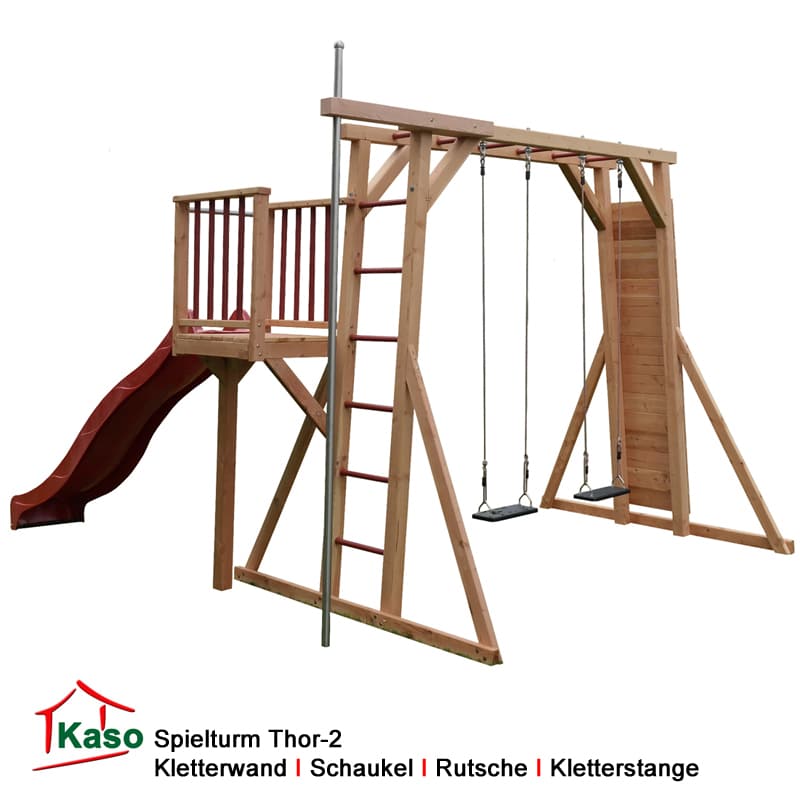 Spielturm Thor-2 Kletterwand Schaukel Rutsche Kletterstange